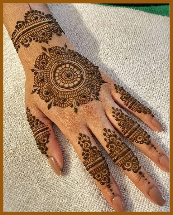 Patterned Mandala Block In Modern Back Hand Mehndi Design